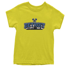 Detroit Motor City Retro Piston Youth T-shirt Yellow