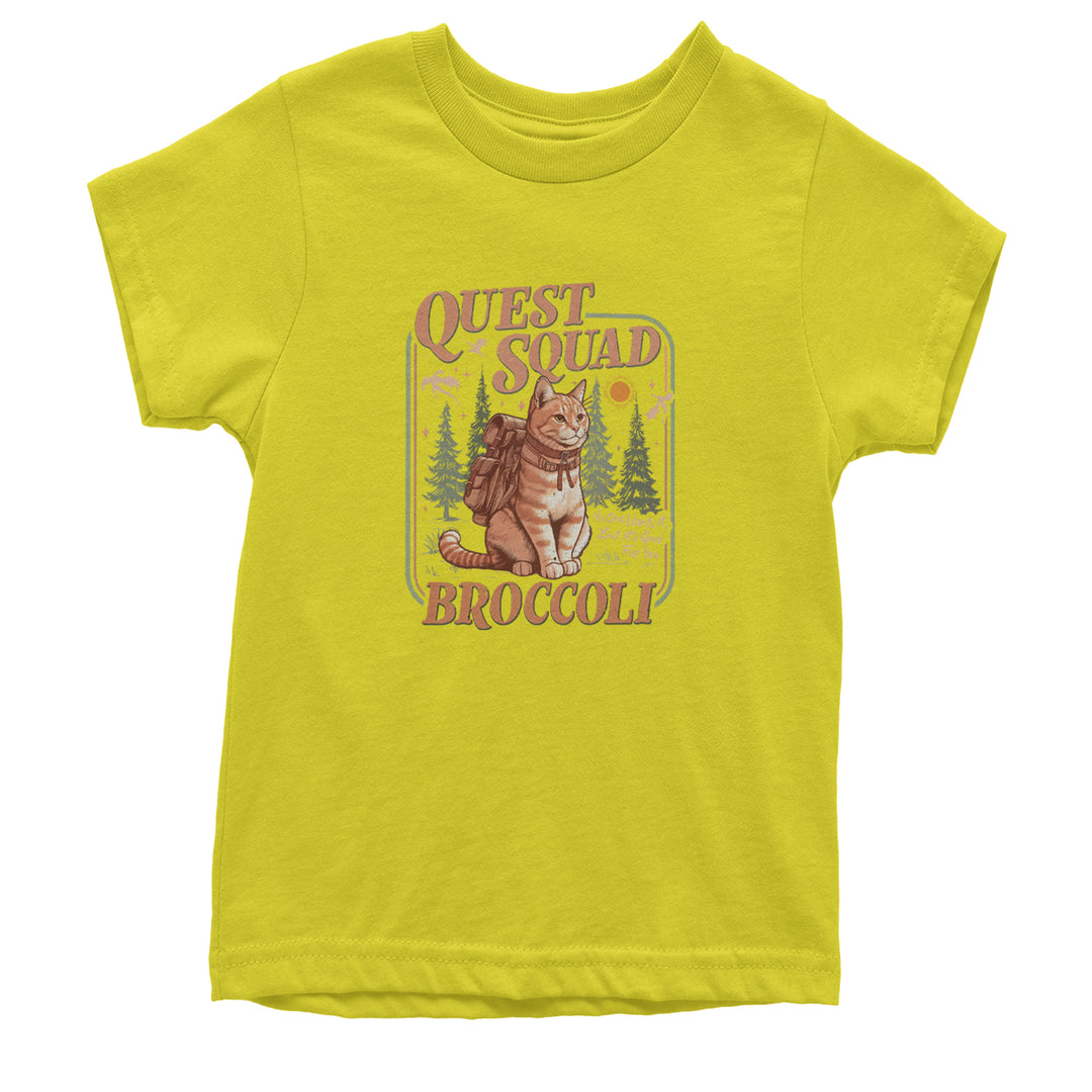 Quest Squad Broccoli Cat Fantasy Reader  Youth T-shirt Yellow