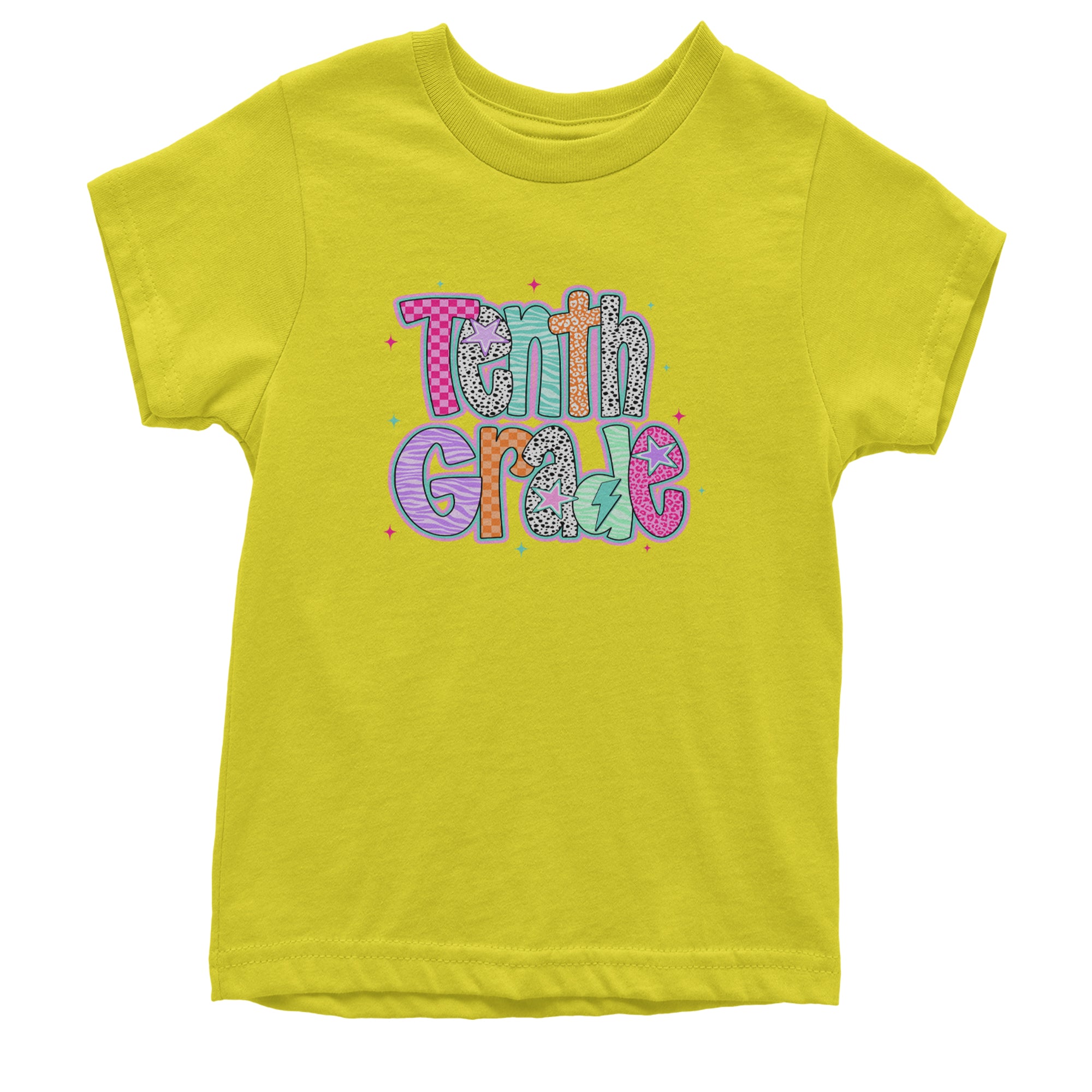 Tenth Grade Trendsetter Colorful Back to School Youth T-shirt Yellow
