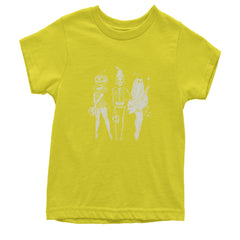 Vintage Spooky Squad Pinup Halloween Design Youth T-shirt Yellow