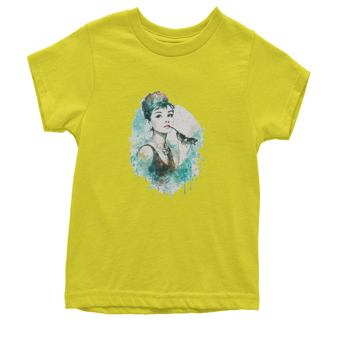 Mrs. Herpburn Iconic Watercolors Youth T-shirt Yellow