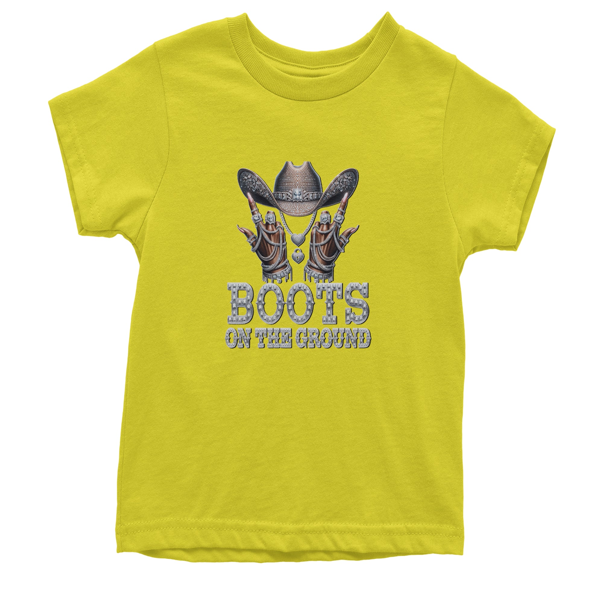 Boots On The Ground Bling Youth T-shirt Yellow