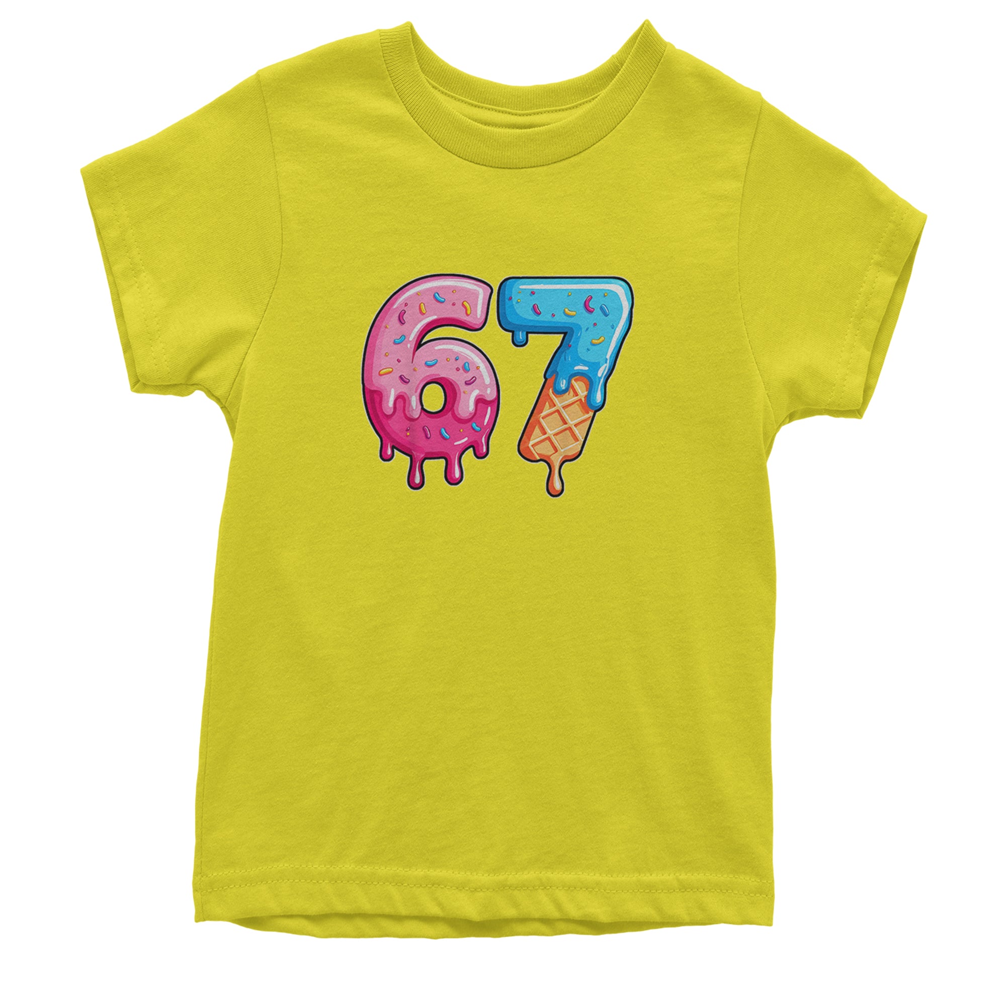 67 Dripping Ice Cream Donut Melt Youth T-shirt Yellow