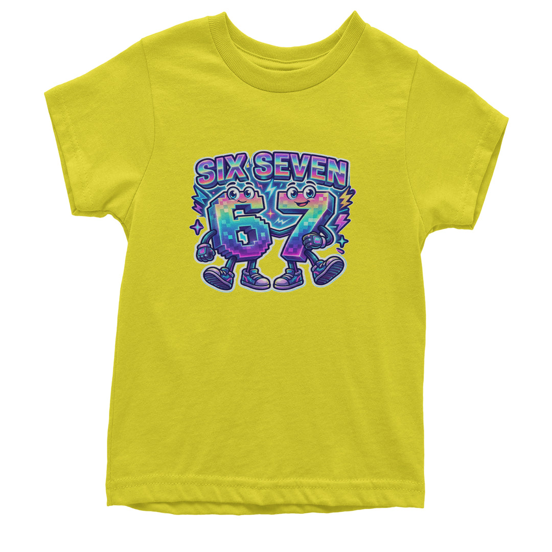 Six Seven 67 Retro Pixel Buddies Youth T-shirt Yellow