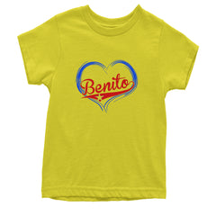 Benito Heart Puerto Rico Youth T-shirt Yellow