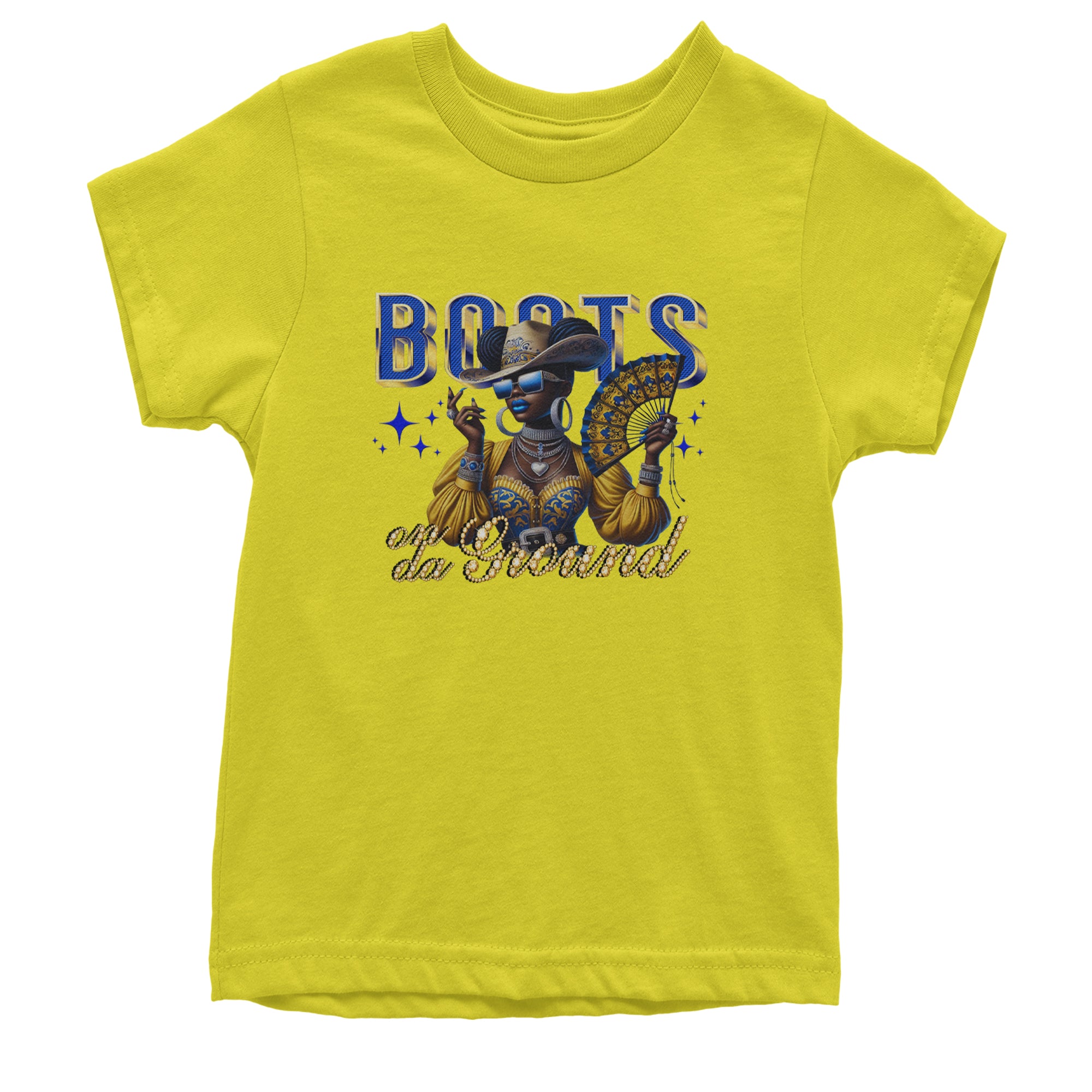 Boots On Da Ground Folding Fan Youth T-shirt Yellow