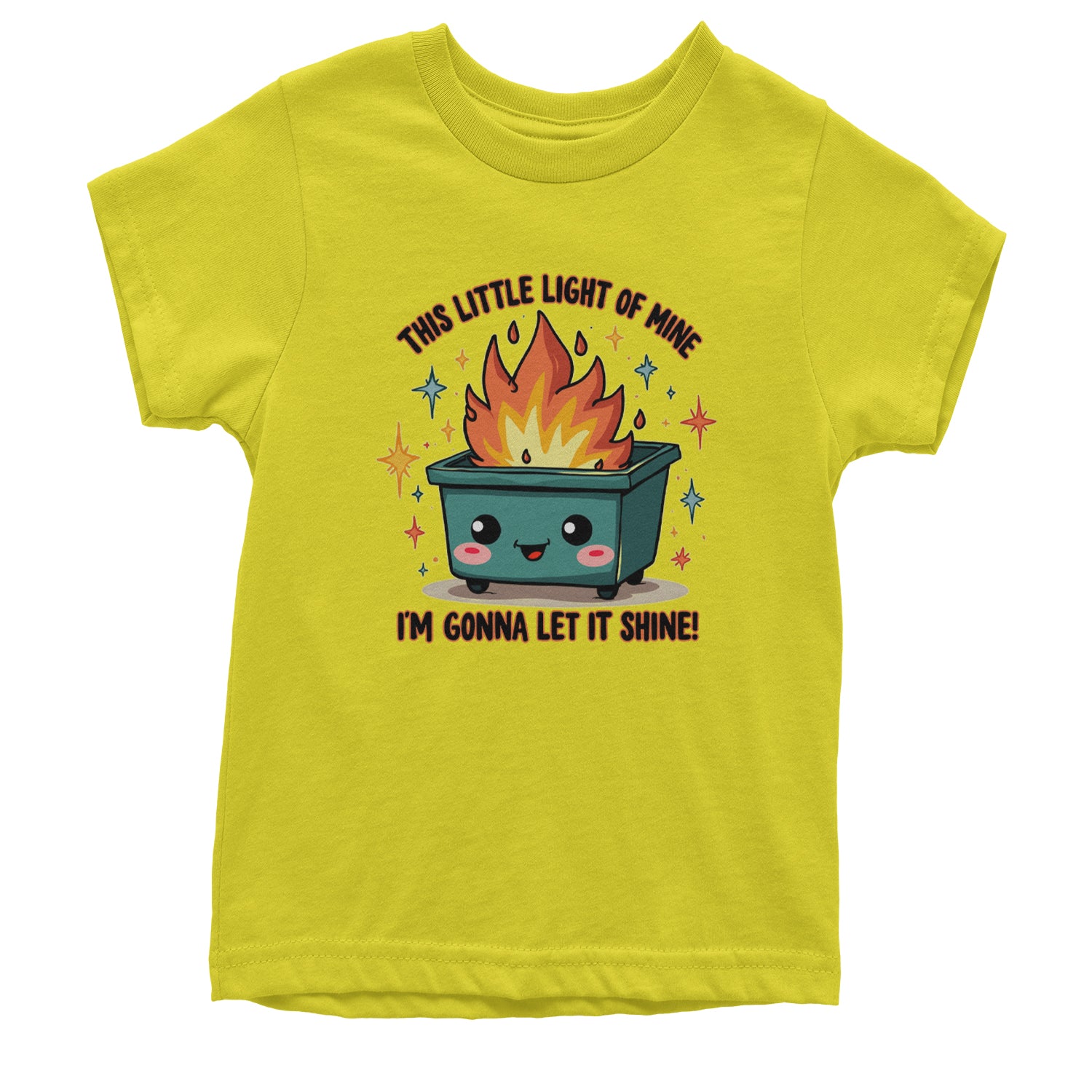 This Little Light of Mine Dumpster Fire Smile Face Youth T-shirt Yellow