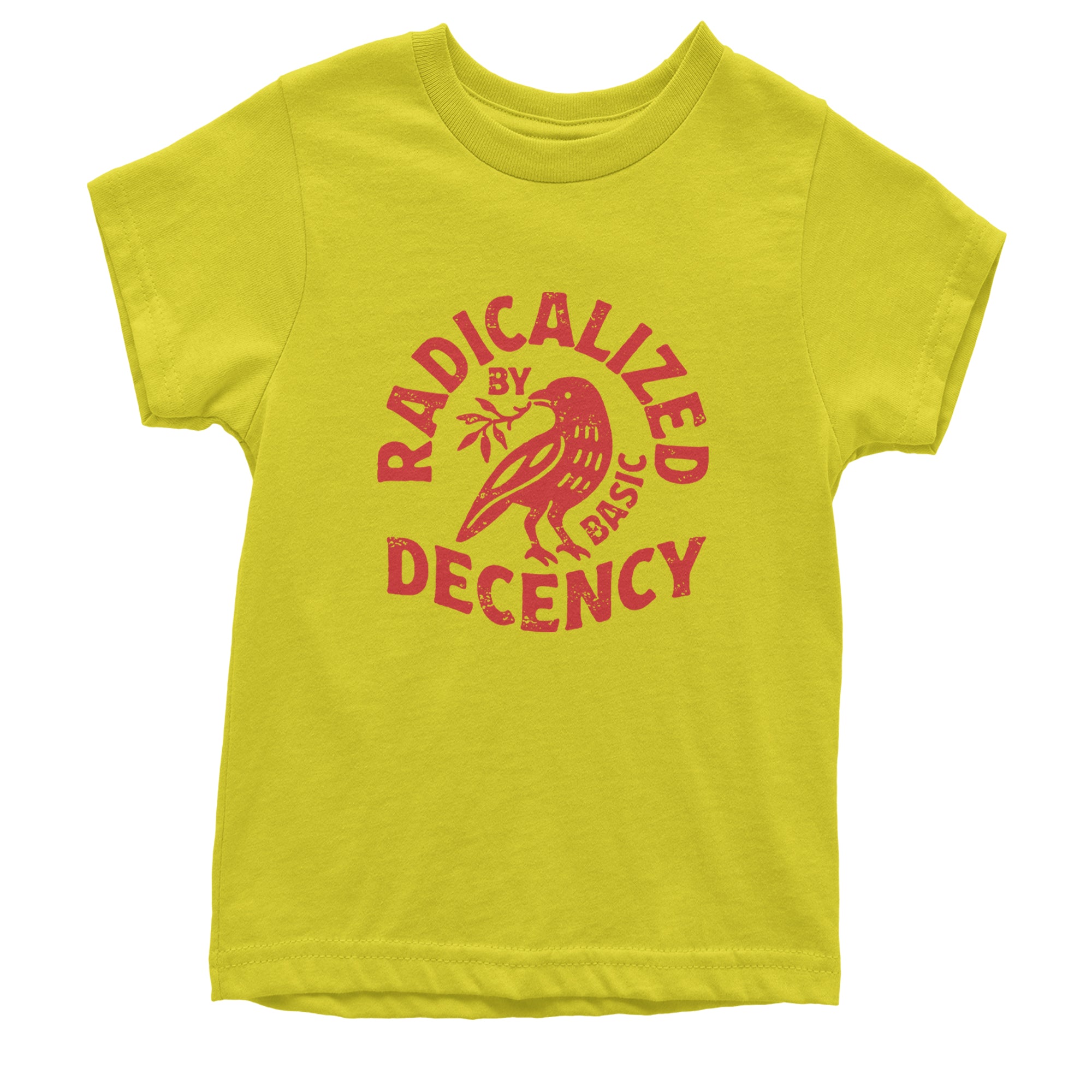 Radicalized by Basic Decency Dove Protest Statement Youth T-shirt Yellow