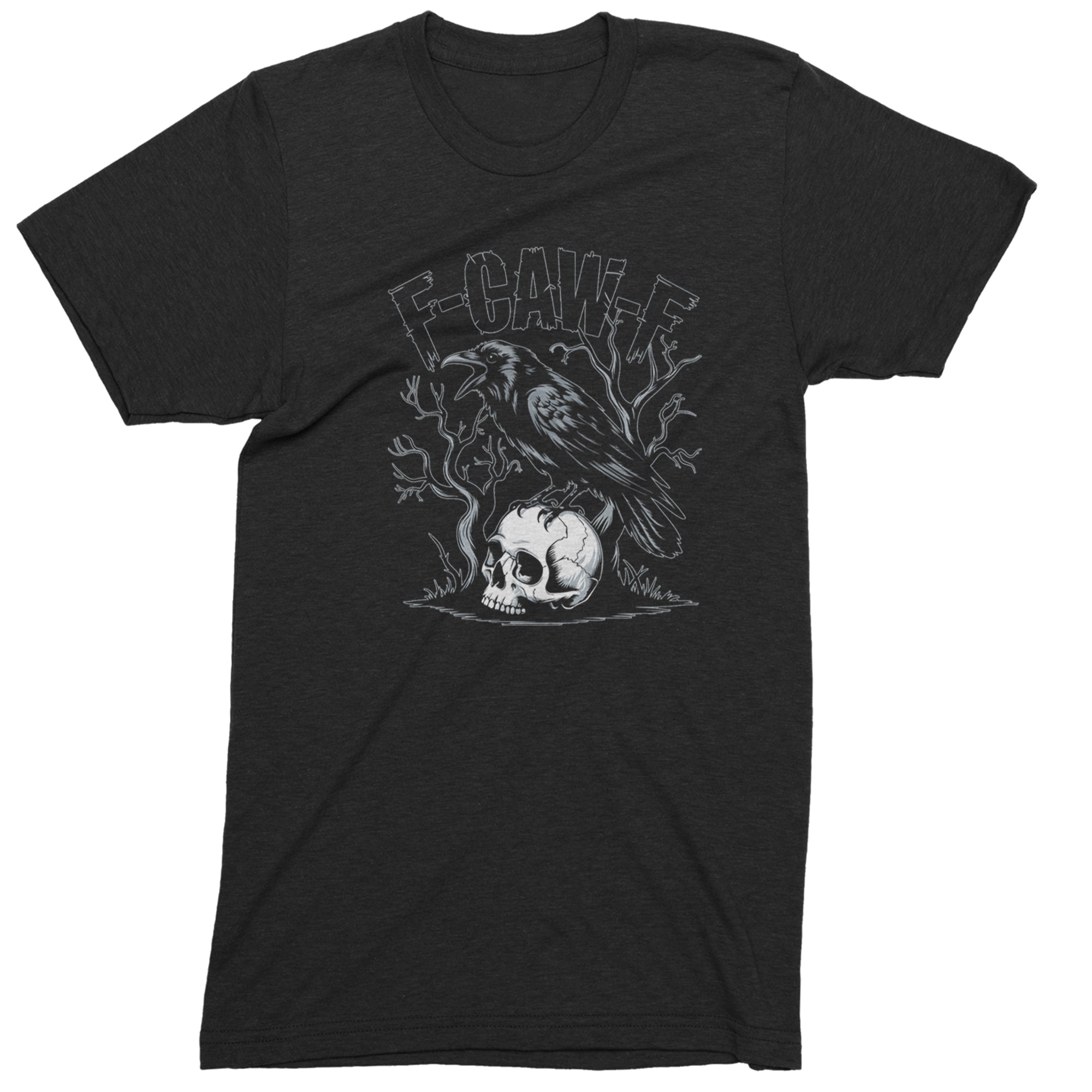 F-Caw-F Crow On Skull F-ck Off Gothic Men's T-shirt Black