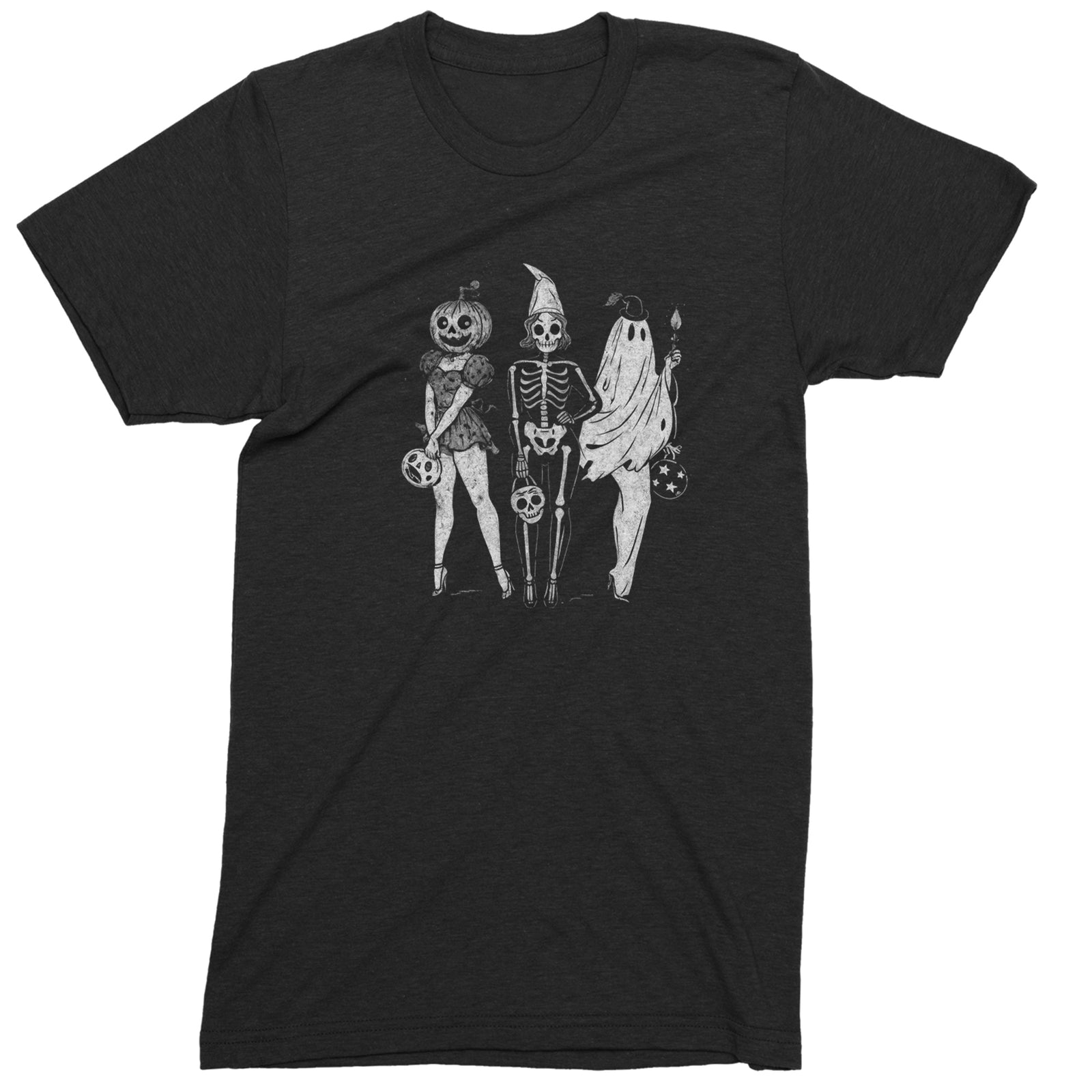 Vintage Spooky Squad Pinup Halloween Design Mens T-shirt Black