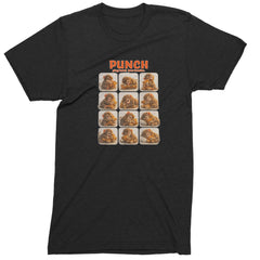 Mood-grid baby monkey with plush buddy and "PUNCH" text on a Men's Heavyweight Cotton T-Shirt
