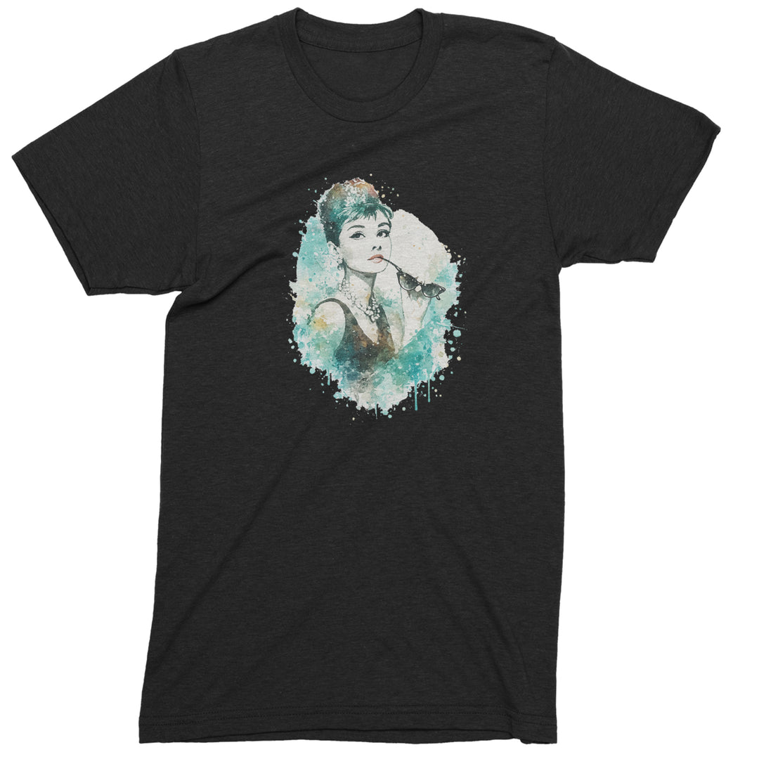 Mrs. Herpburn Iconic Watercolors Mens T-shirt Black