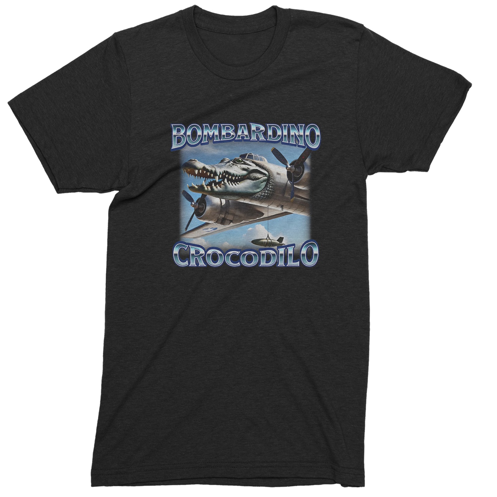 Bombardino Crocodilo Brainrot Men's T-shirt Black
