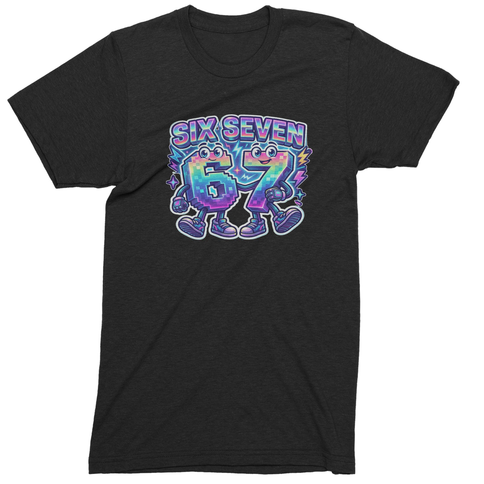 Six Seven 67 Retro Pixel Buddies Mens T-shirt Black