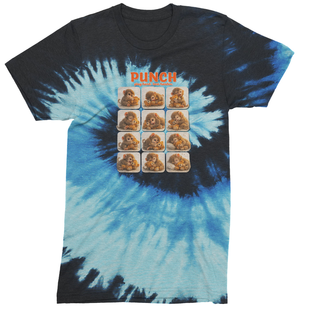 Punch Play Hard Love Harder Mens T-shirt Tie-Dye Blue Ocean