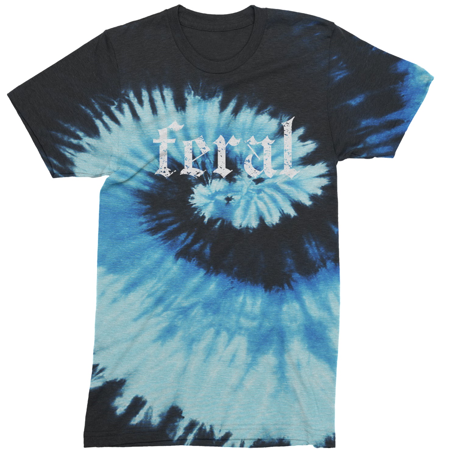 Feral Club Rat Festival Rave EDM Mens T-shirt Tie-Dye Blue Ocean