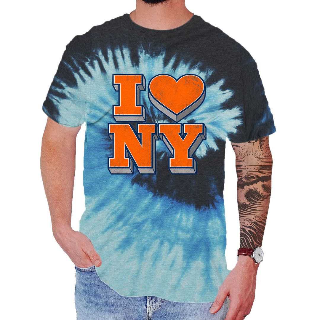 New York City Pride Heart Mens T-shirt Tie-Dye Blue Ocean