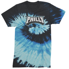 Philly Bold Block Throwback Mens T-shirt Tie-Dye Blue Ocean
