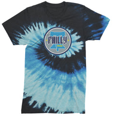 Philly Pride Liberty Bell Mens T-shirt Tie-Dye Blue Ocean