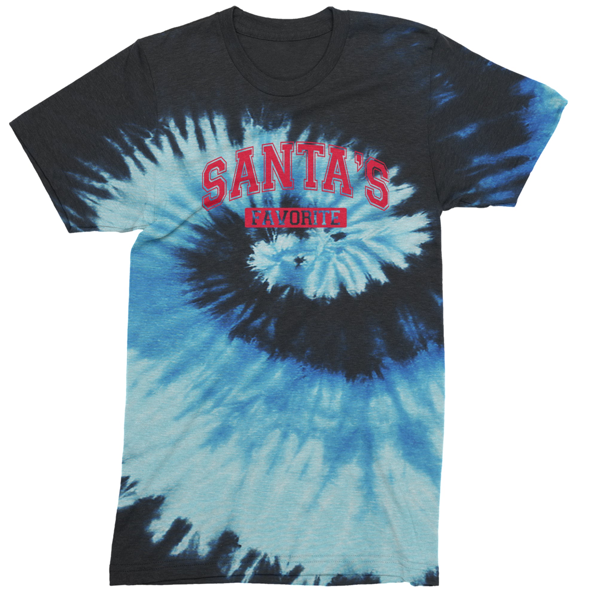 Santa's Favorite Mens T-shirt Tie-Dye Blue Ocean