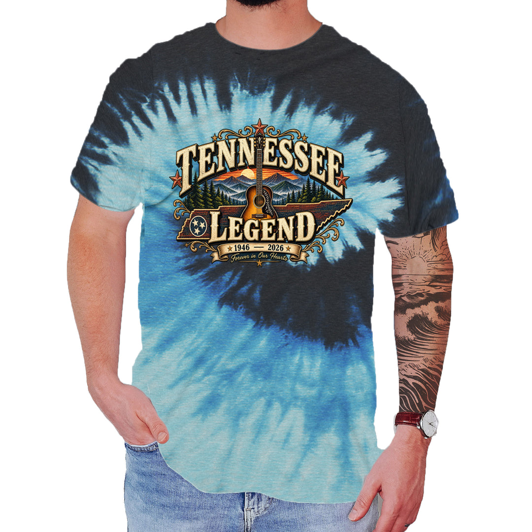 Tennessee Legend Country Music Dolly Mens T-shirt Tie-Dye Blue Ocean