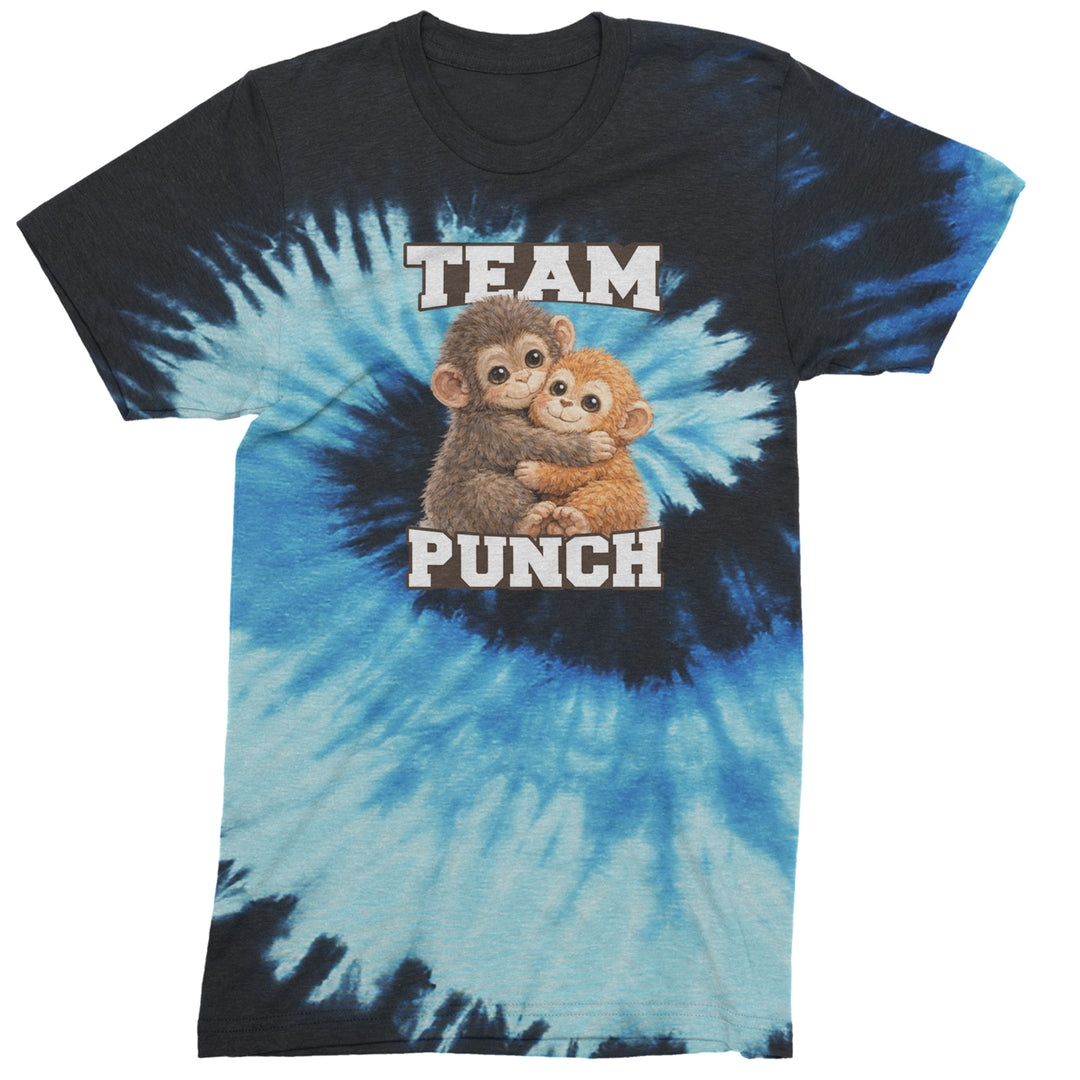 Team Punch Panchi-kun Monkey Mens T-shirt Tie-Dye Blue Ocean