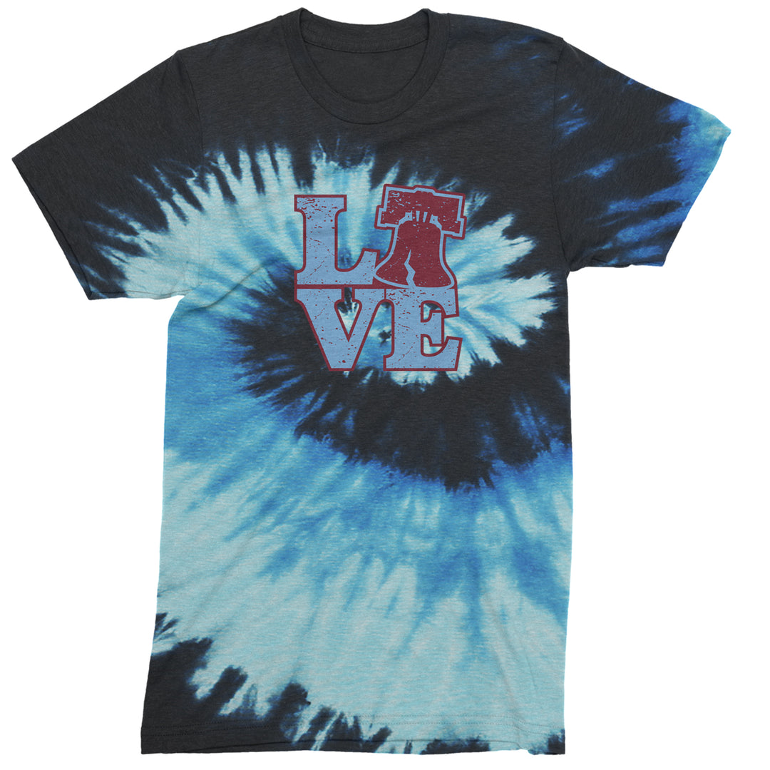 Love Philly Liberty Bell Mens T-shirt Tie-Dye Blue Ocean