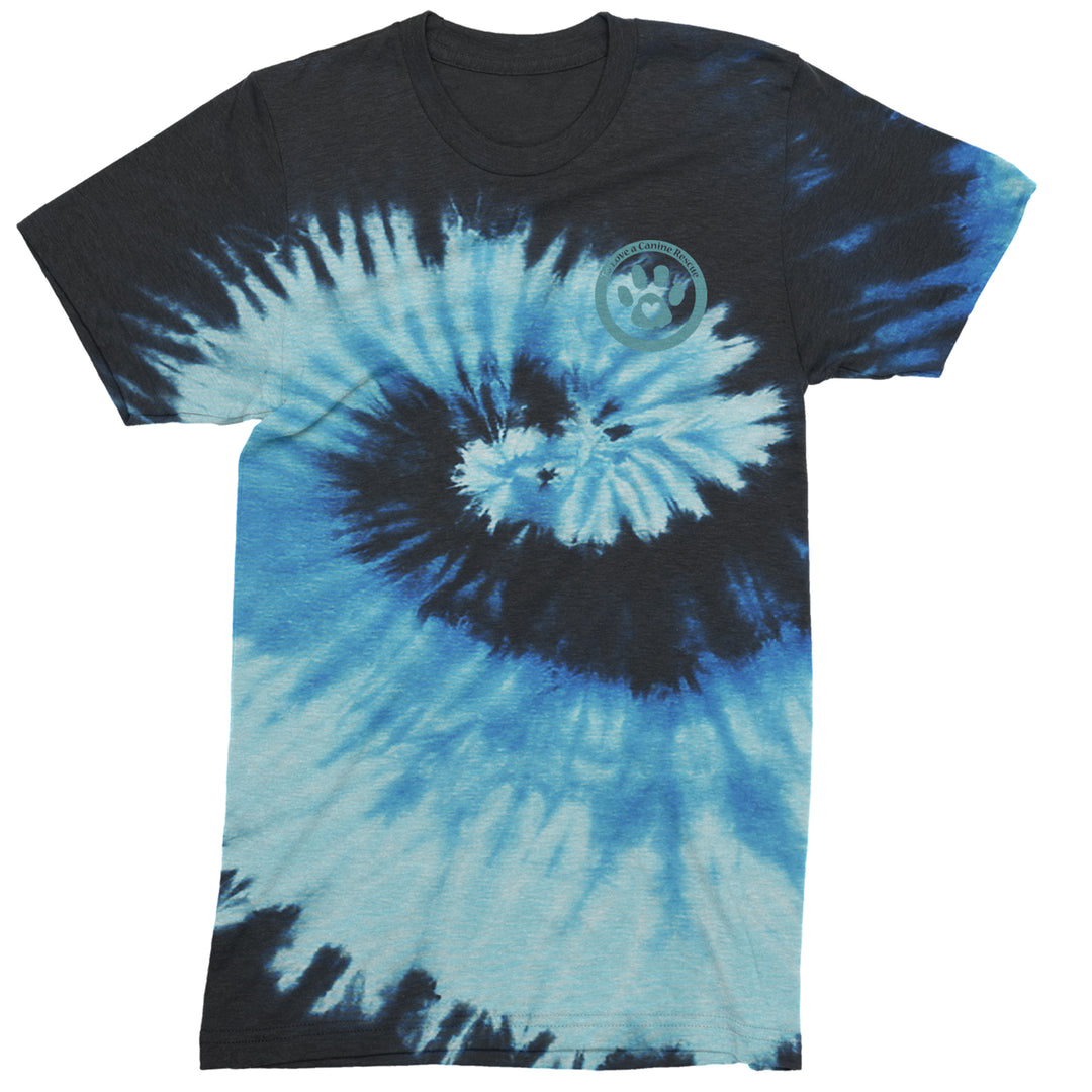 TLC To Love a Canine Dog Rescue Teal Mens T-shirt Tie-Dye Blue Ocean