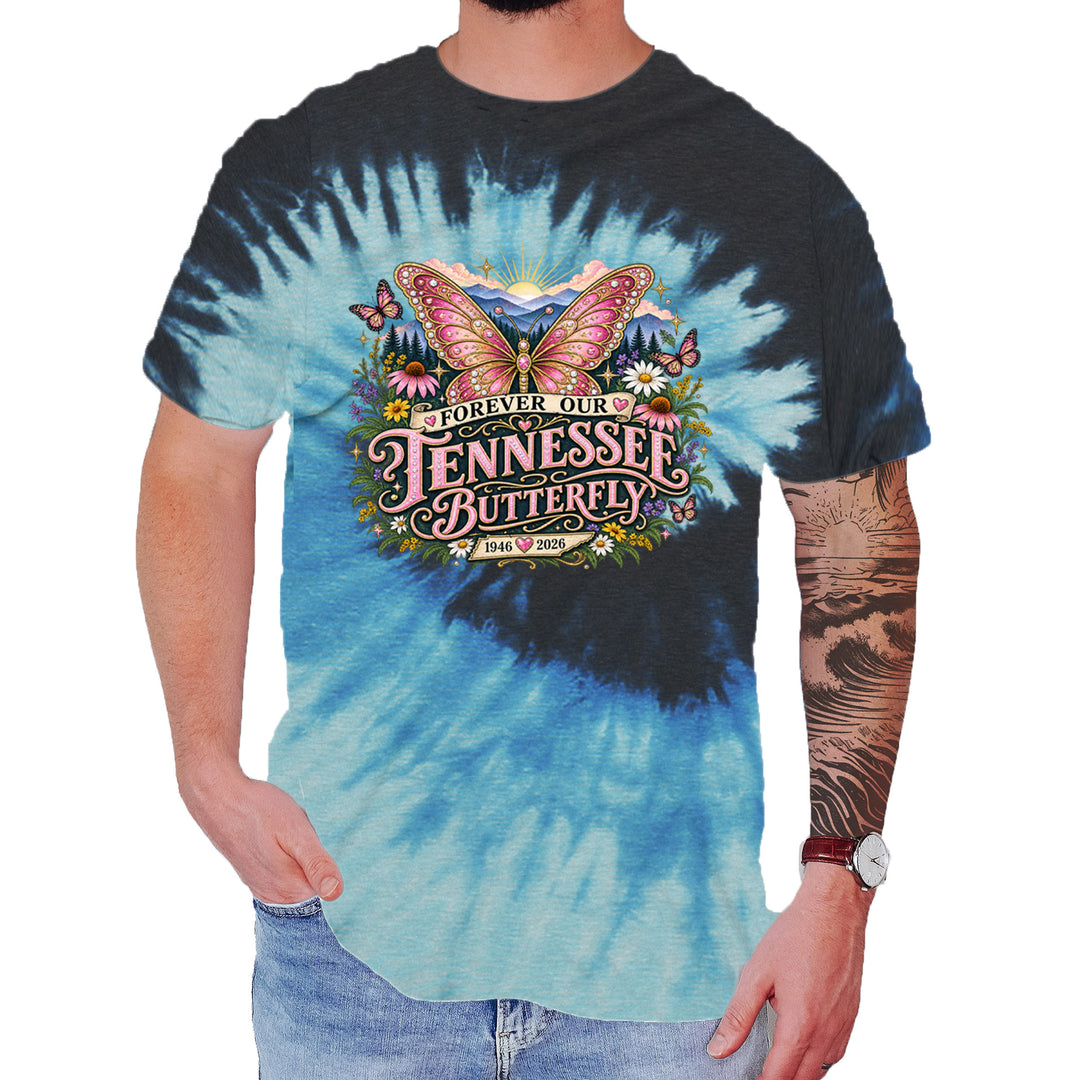 Forever Our Tennessee Butterfly Dolly Mens T-shirt Tie-Dye Blue Ocean