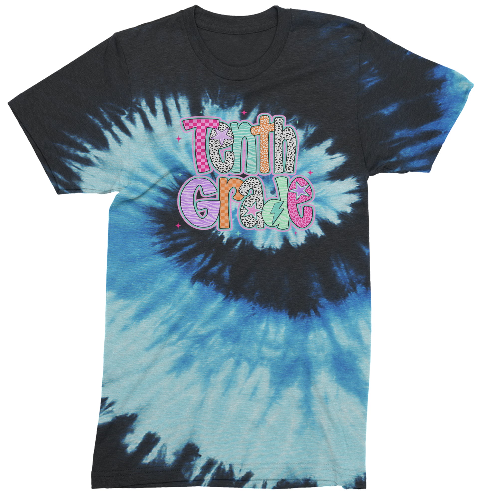 Tenth Grade Trendsetter Colorful Back to School Men's T-shirt Tie-Dye Blue Ocean