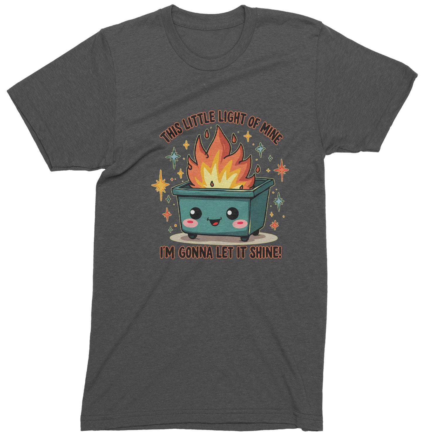 This Little Light of Mine Dumpster Fire Smile Face  Mens T-shirt Charcoal Grey