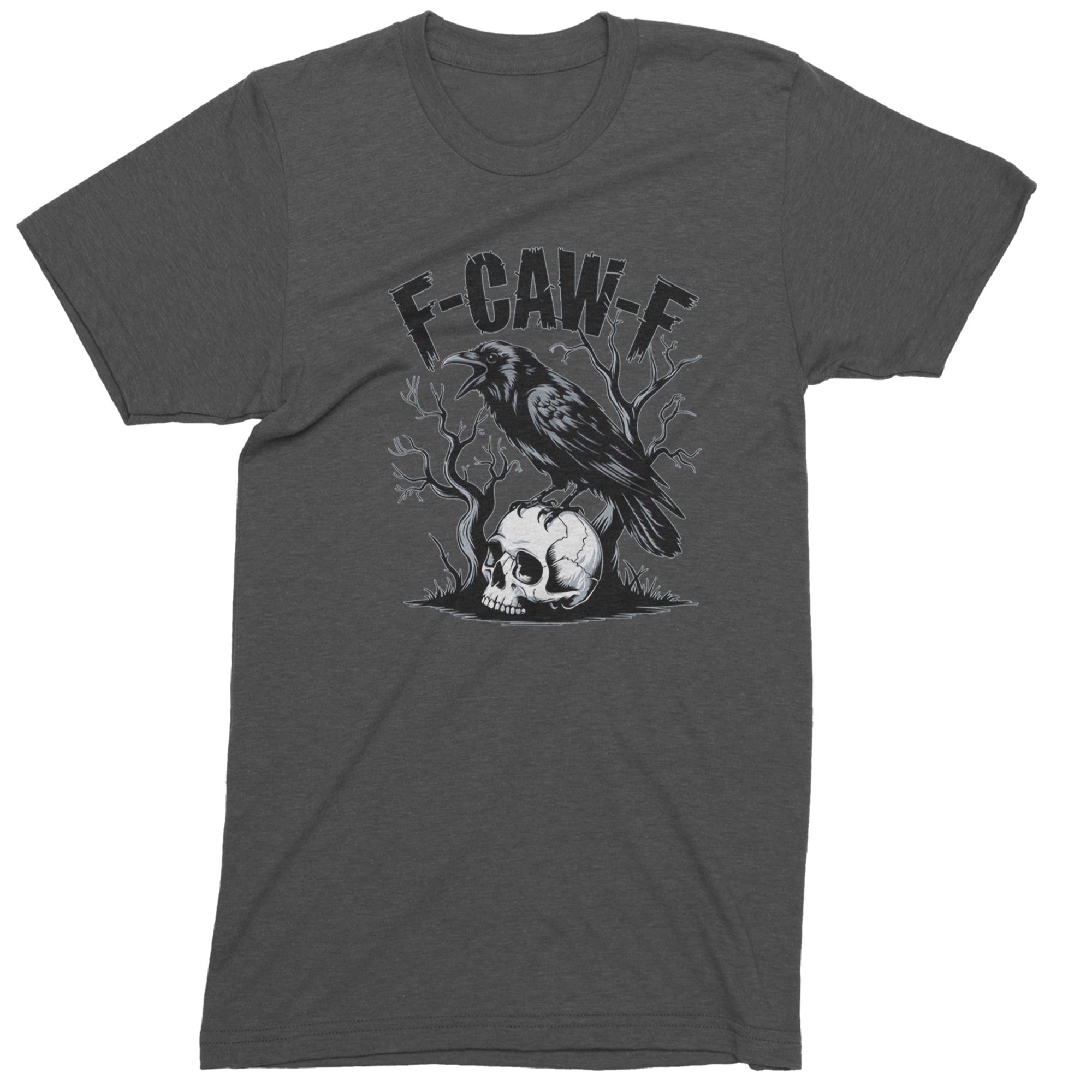 F-Caw-F Crow On Skull F-ck Off Gothic Men's T-shirt Charcoal Grey