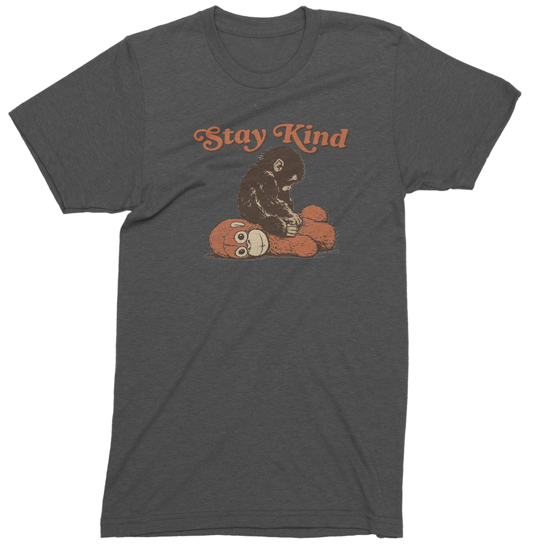 Punch Stay Kind Macaque Mens T-shirt Charcoal Grey