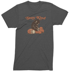 Punch Stay Kind Macaque Mens T-shirt Charcoal Grey