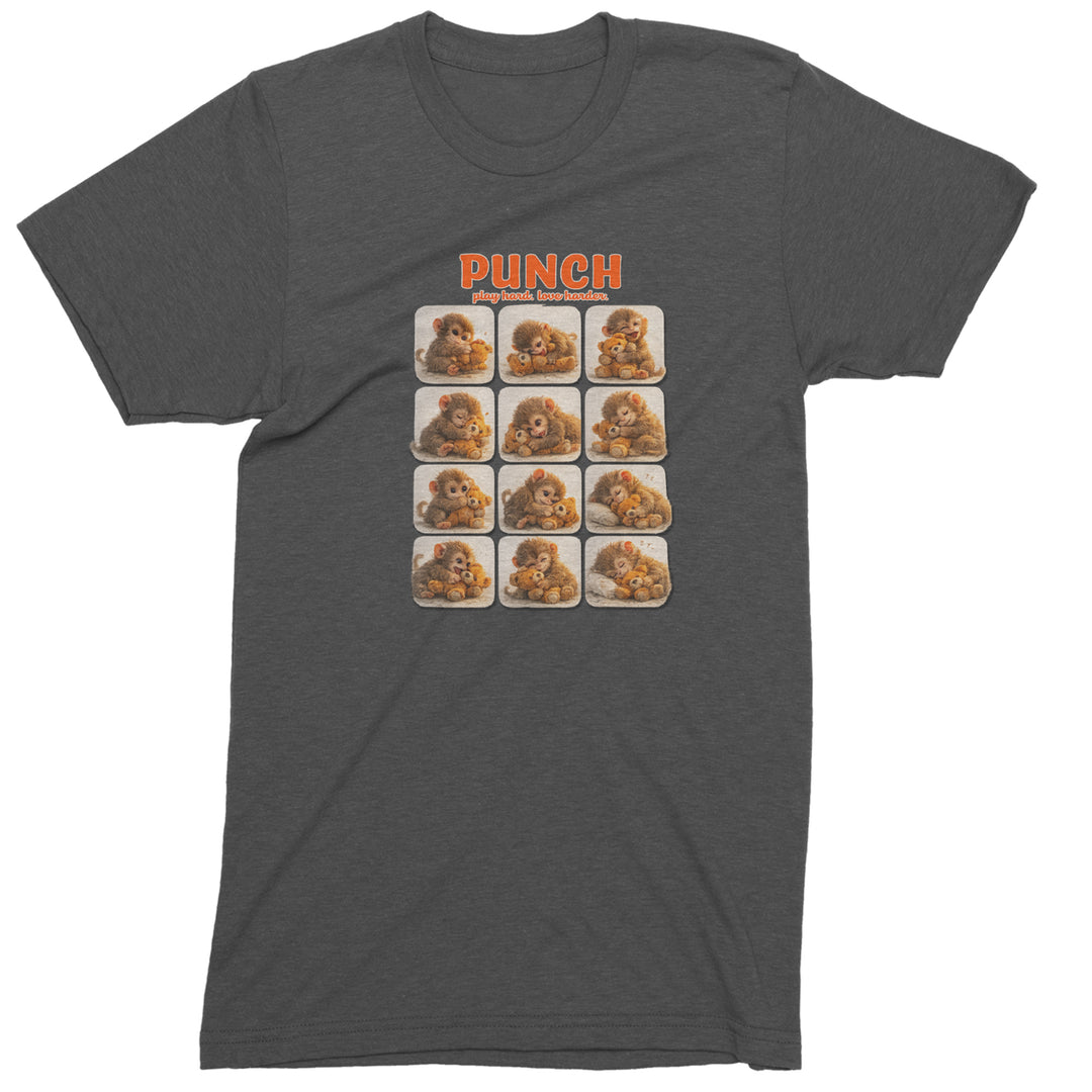 Punch Play Hard Love Harder Mens T-shirt Charcoal Grey