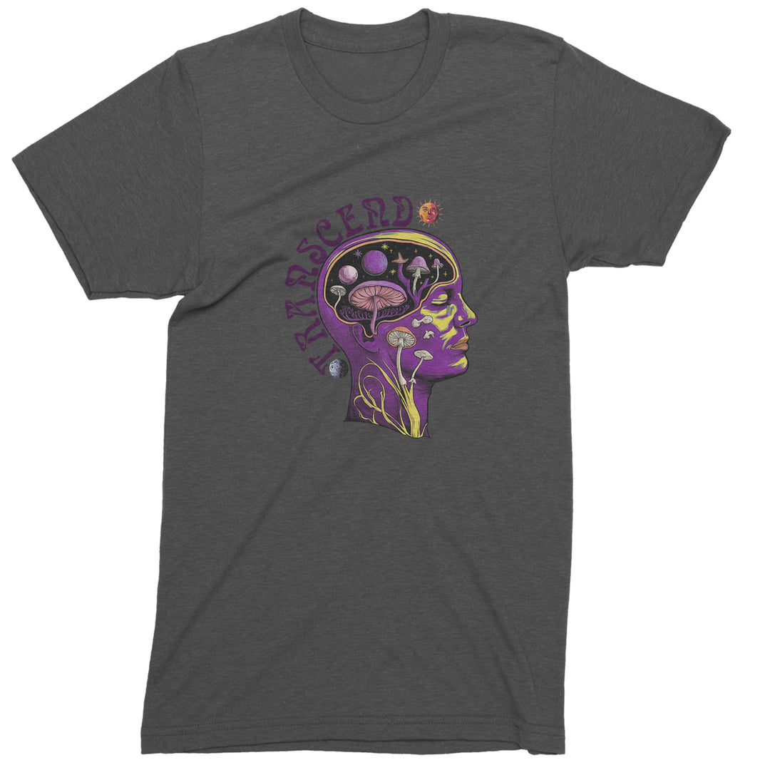 Psychedelic Cosmic Mushroom Head Men's T-shirt Charcoal Grey