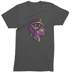 Psychedelic Cosmic Mushroom Head Men's T-shirt Charcoal Grey