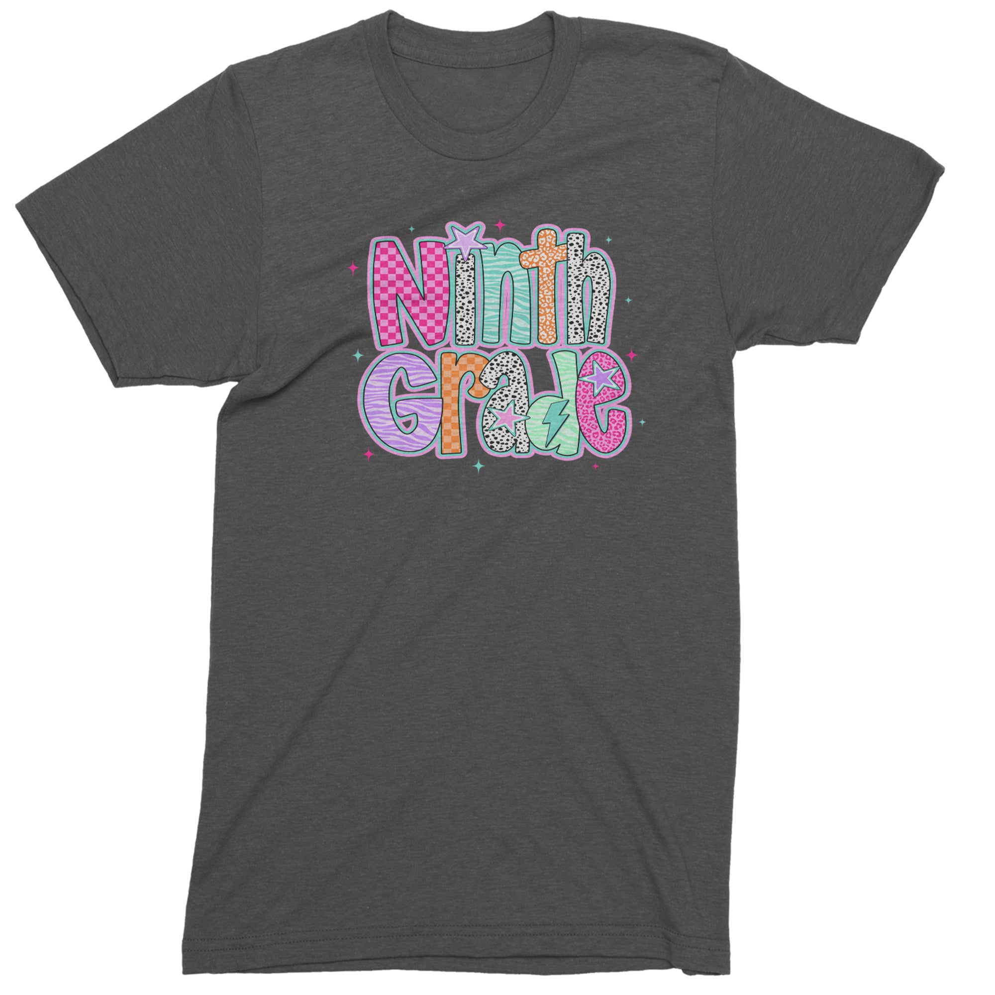 Ninth Grade Freshman Vibes Colorful Back to School Men's T-shirt Charcoal Grey