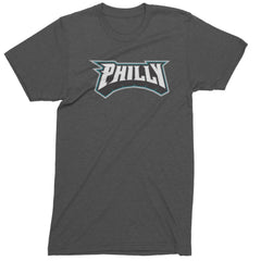 Philly Bold Block Throwback Mens T-shirt Charcoal Grey