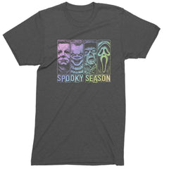 Spooky Season Horror Icons Halloween Mens T-shirt Charcoal Grey