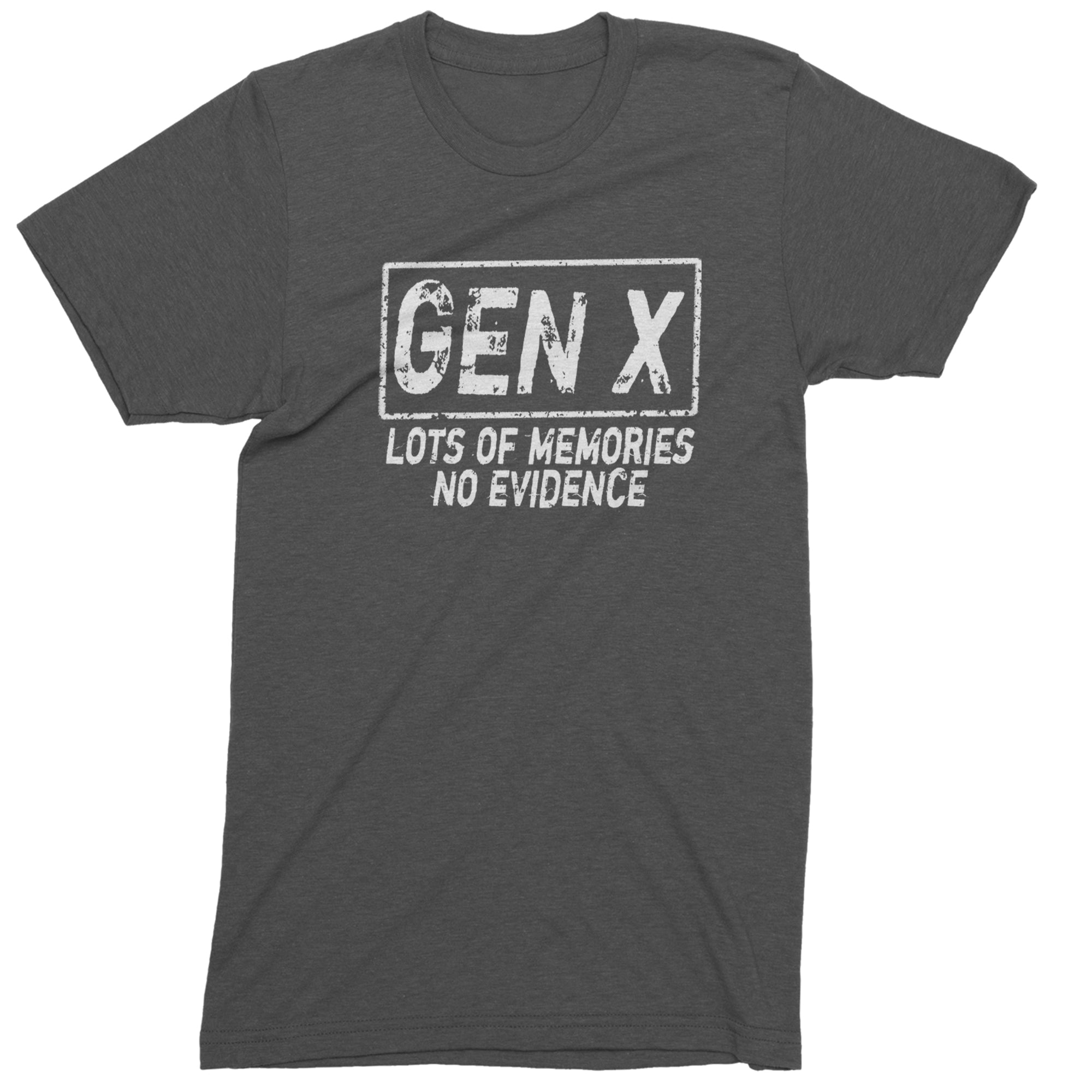 Gen X Lots of Memories No Evidence Nostalgia Mens T-shirt Black