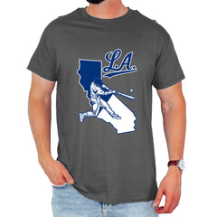 Los Angeles Baseball Batter Up Mens T-shirt Charcoal Grey