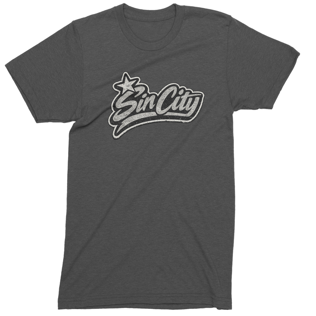 Sin City Vegas Retro Vintage Mens T-shirt Charcoal Grey