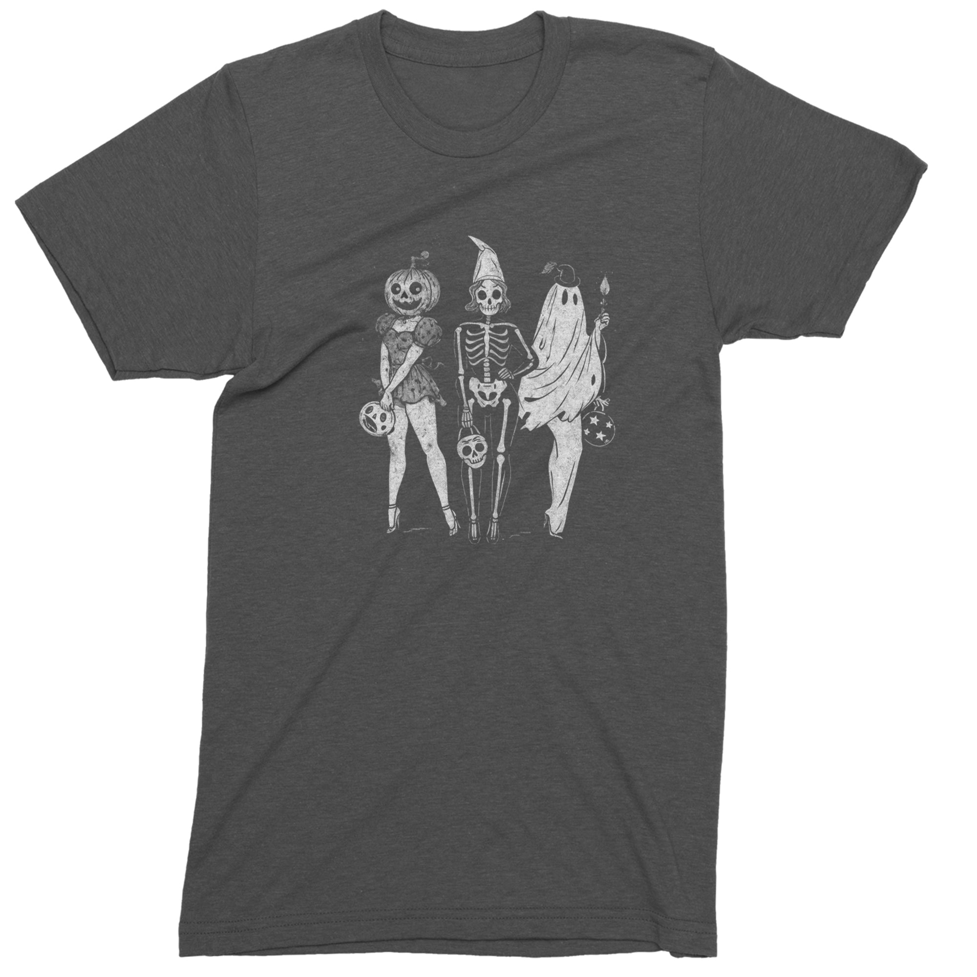 Vintage Spooky Squad Pinup Halloween Design Mens T-shirt Charcoal Grey