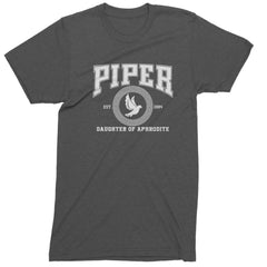 Piper Daughter of Aphrodite Rebel Heart Mens T-shirt Charcoal Grey
