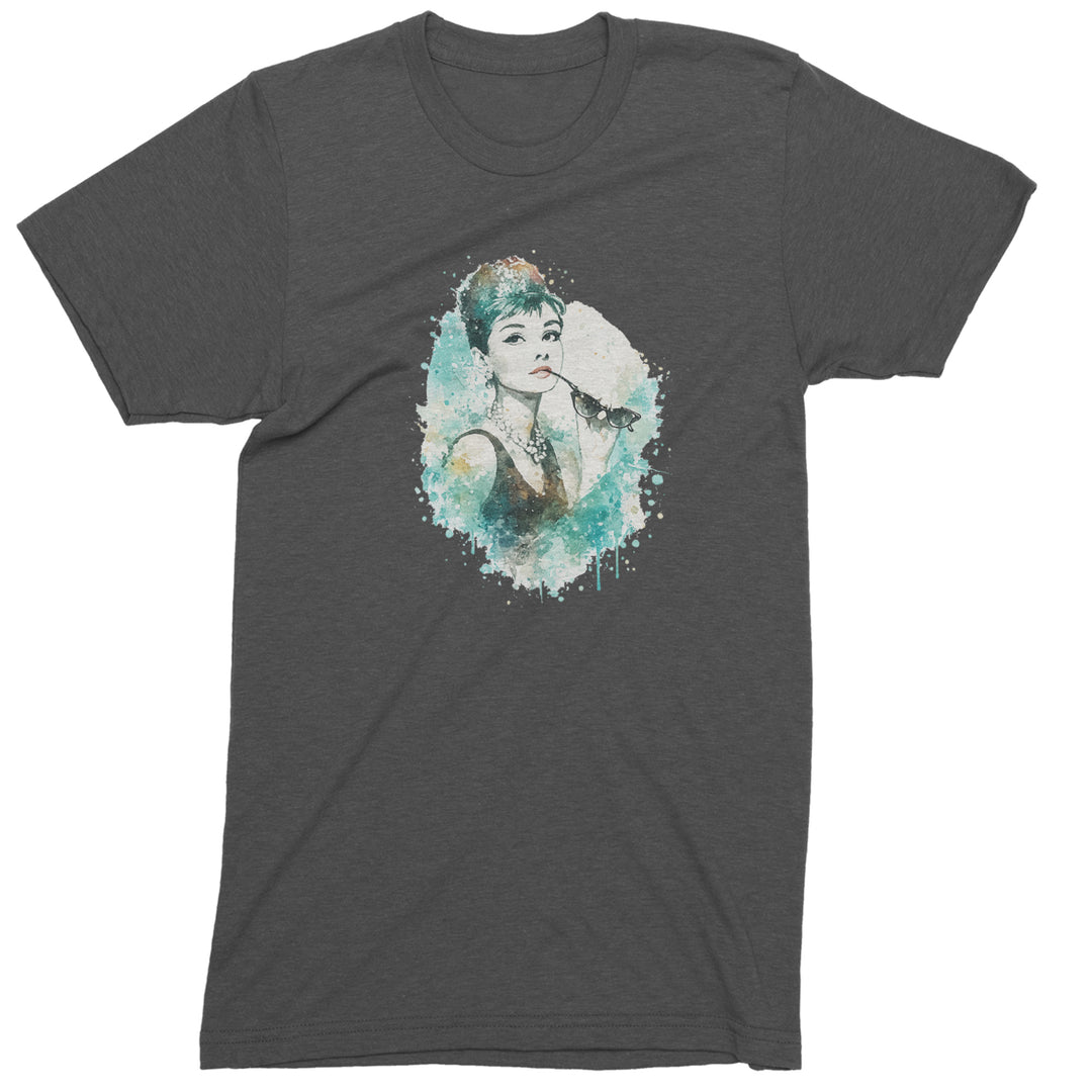 Mrs. Herpburn Iconic Watercolors Mens T-shirt Charcoal Grey
