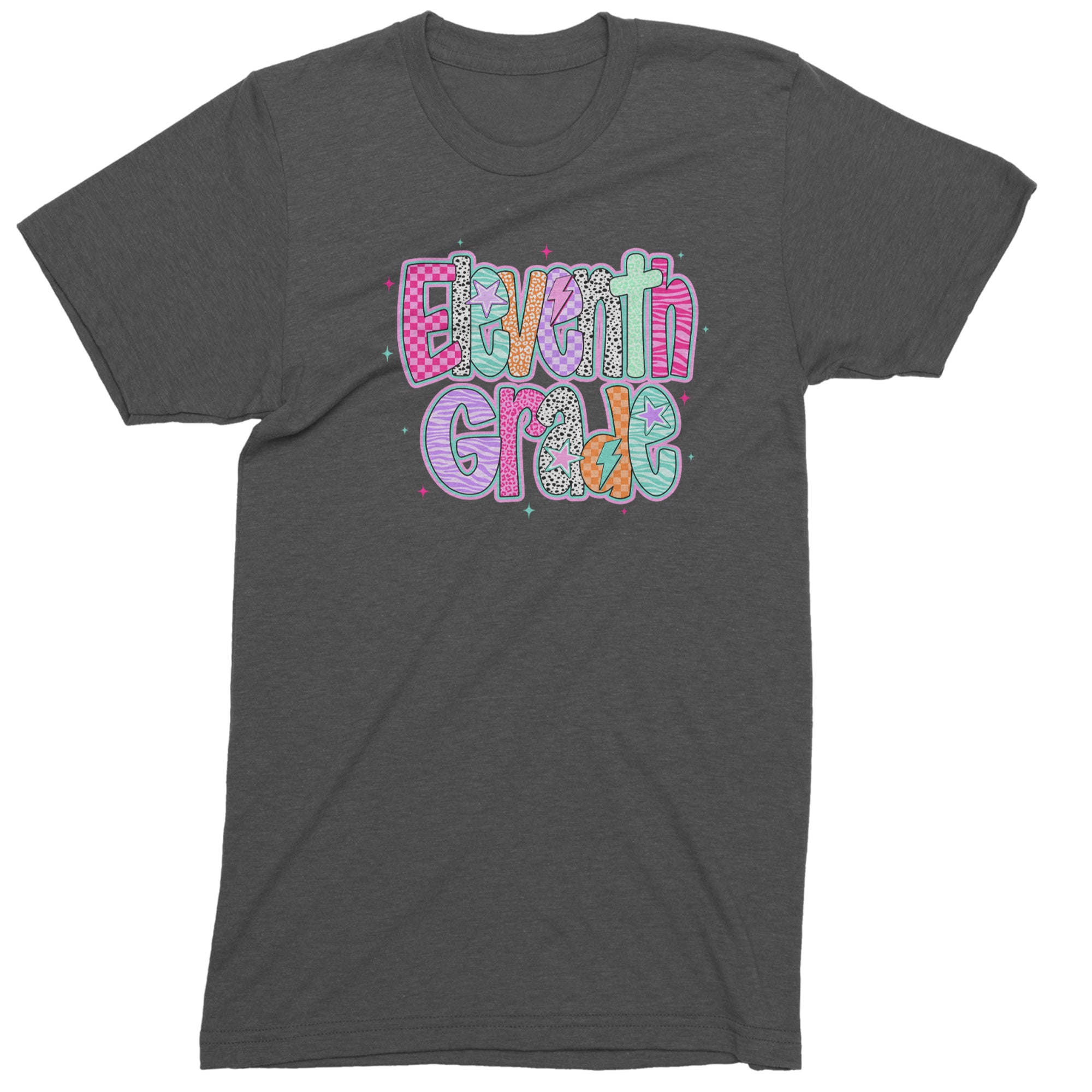 Eleventh Grade Extra Colorful Back to School Men's T-shirt Charcoal Grey