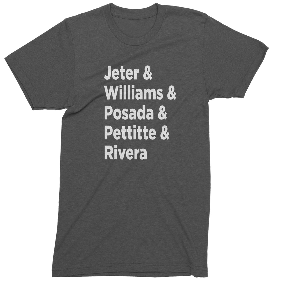 Jeter & Williams & Posada & Pettitte & Rivera Mens T-shirt Charcoal Grey