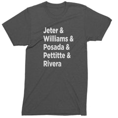 Jeter & Williams & Posada & Pettitte & Rivera Mens T-shirt Charcoal Grey