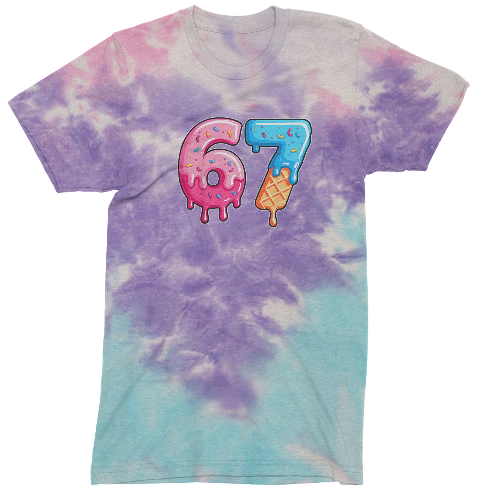 67 Dripping Ice Cream Donut Melt Mens T-shirt Tie-Dye Cotton Candy